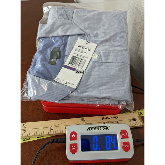 Kenneth Cole Dress Shirt XXL Blue Button Up Super Slim Collared Striped Workwear - Picture 10 of 11